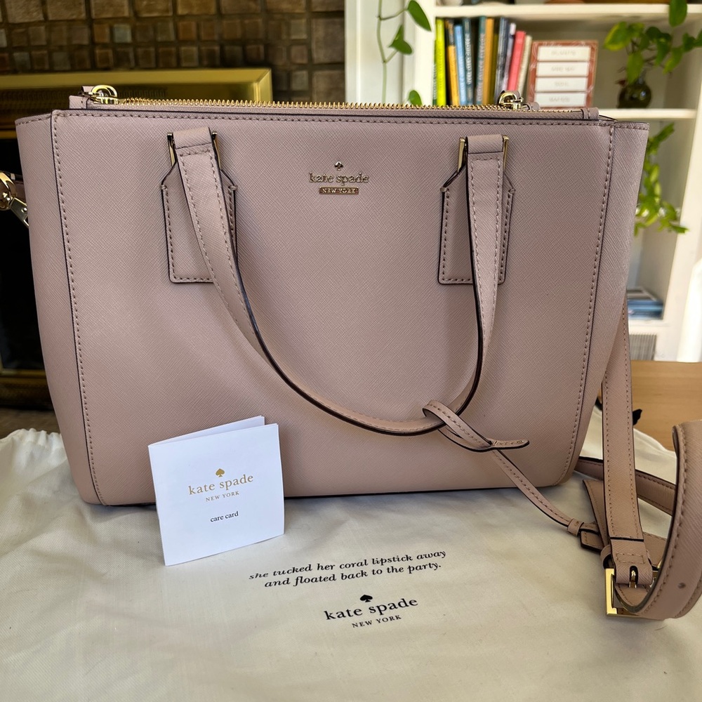 Authentic Kate Spade Pale Pink Leather Crossbody Handbag Purse